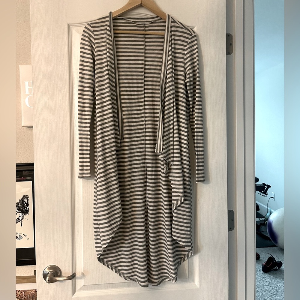 Acemi High and Low Long Sleeves Striped Cardigan SM